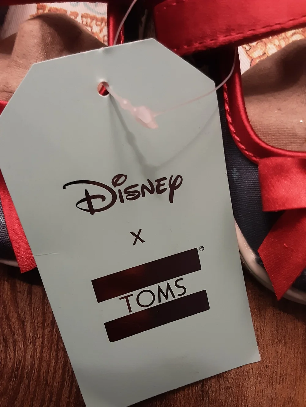 Toms x Disney Girls Red Satin Mary Jane Dress Shoes Size 6